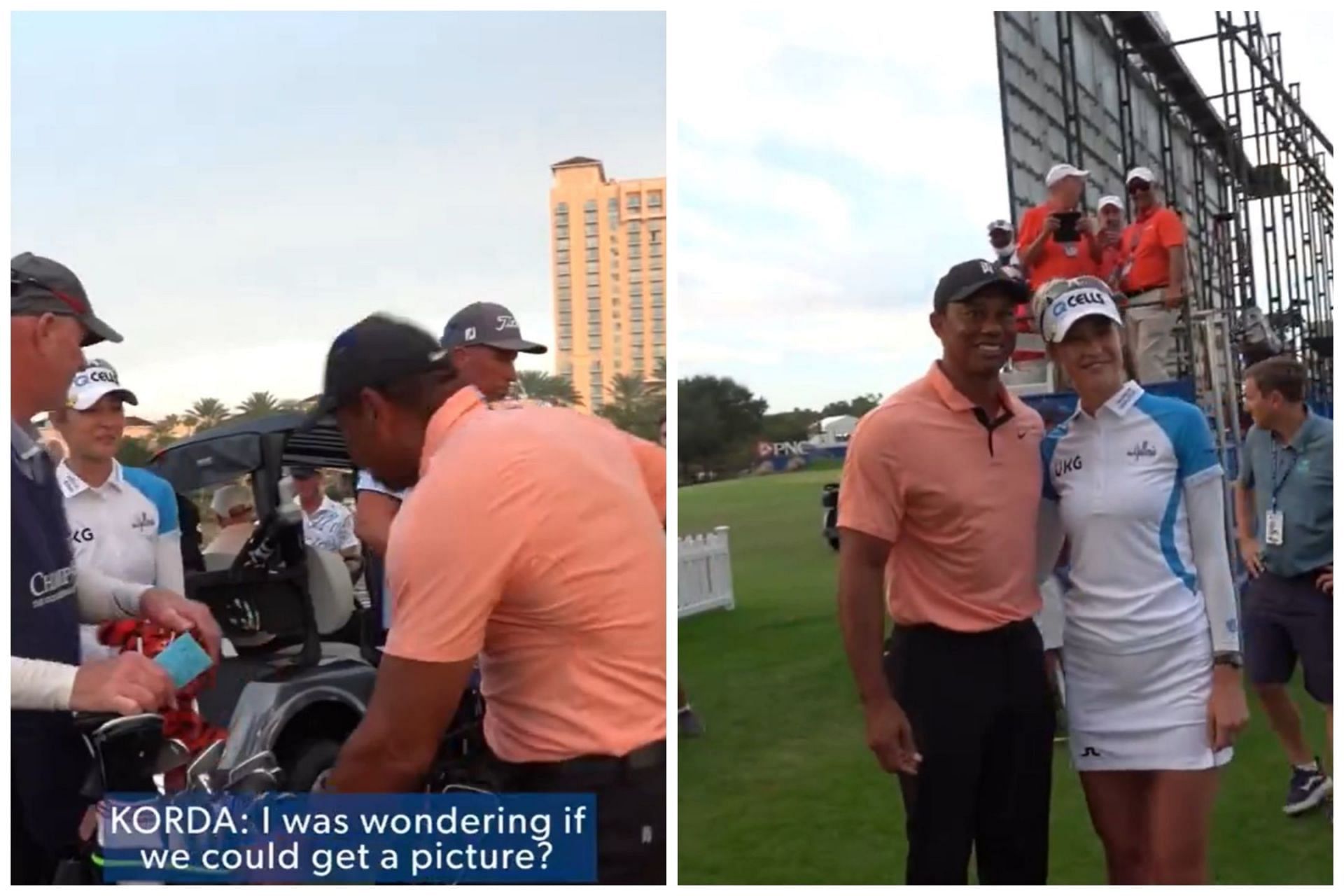 Nelly Korda clicks photograph with Tiger Woods at the 2021 PNC Championship(Image via Twitter.com/PGA Tour)