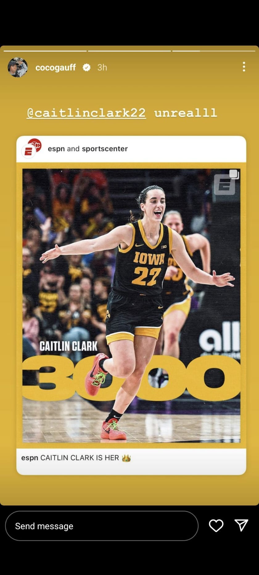 &ldquo;Unrealll&rdquo; - Coco Gauff hails Caitlin Clark as she clocks 3000 points