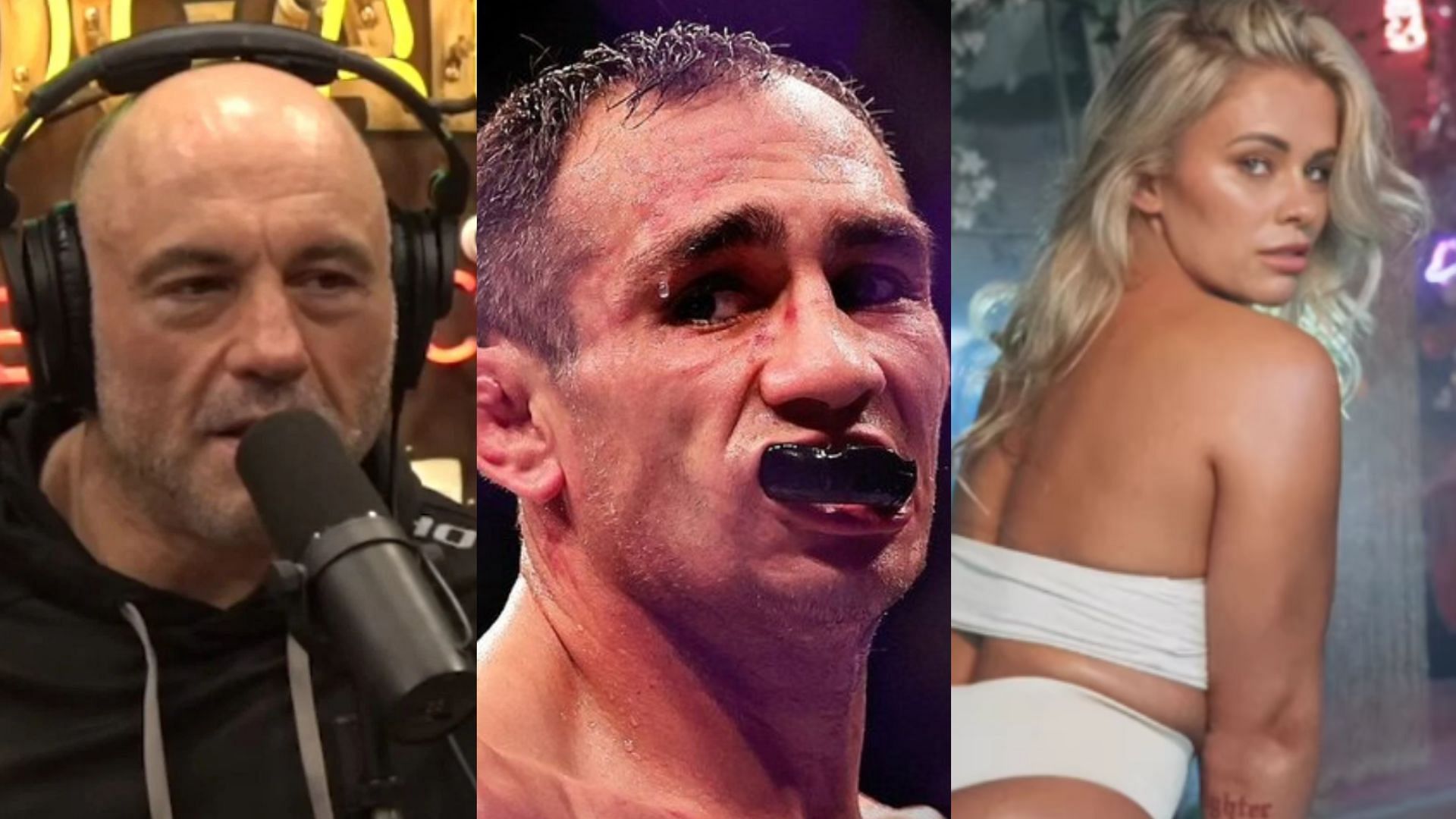 Joe Rogan (left), Tony Ferguson (centre), Paige VanZant (right) [Images courtesy of JRE on YouTube, @ufc &amp; @paigevanzant on Instagram]