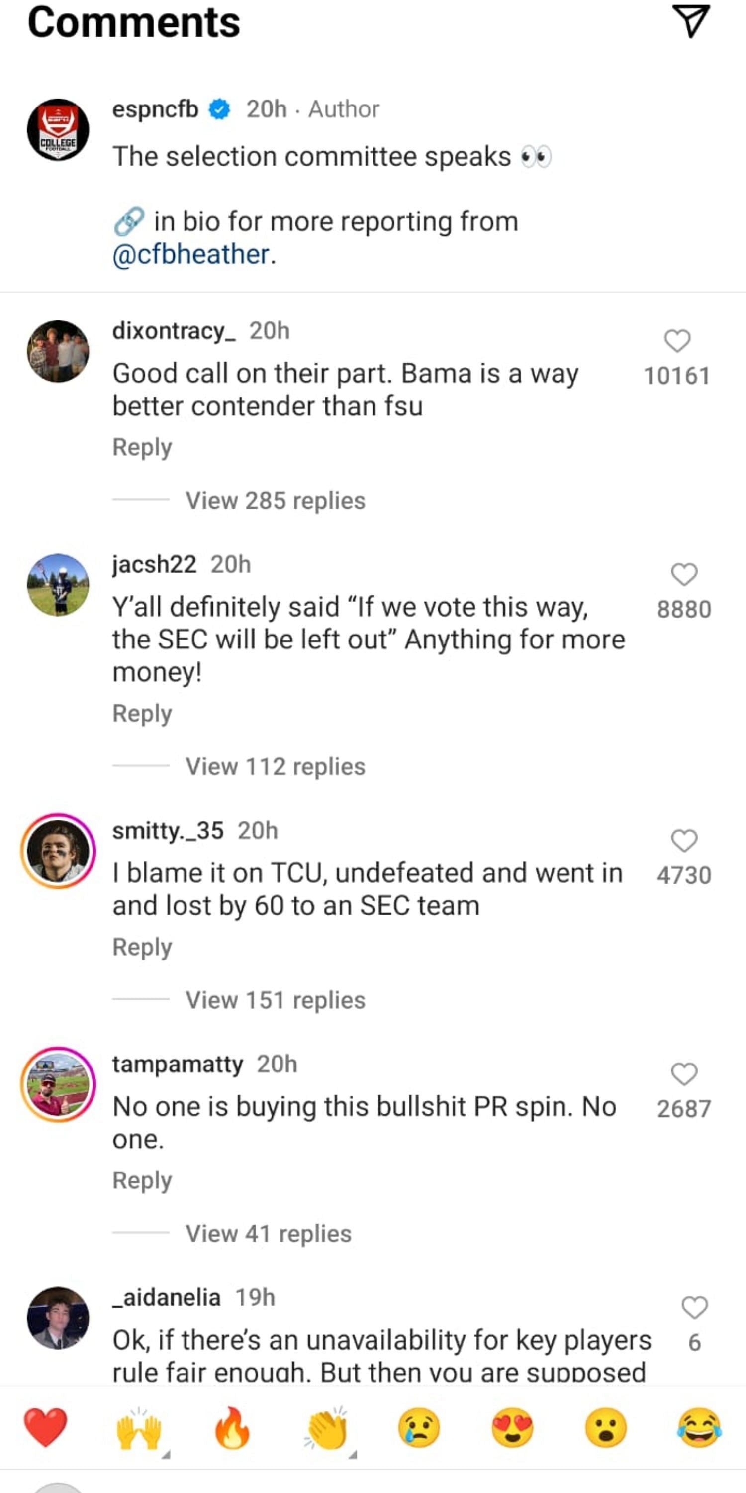 Fan reaction on Alabama over FSU