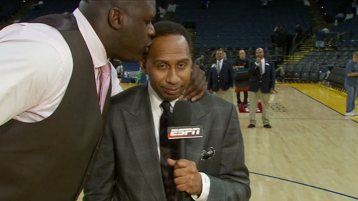 Shaquille O&#039;Neal and Stephen A. Smith (right)