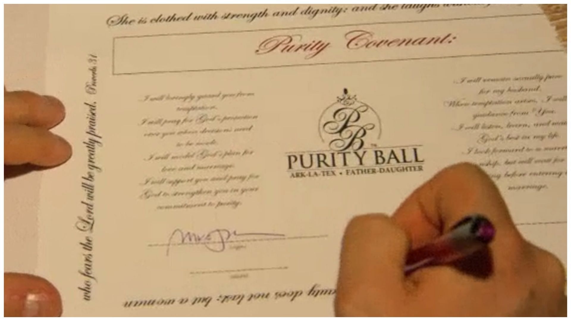 A screenshot of the covenant signed by Mike Johnson and his daughter (Image via n-TV)