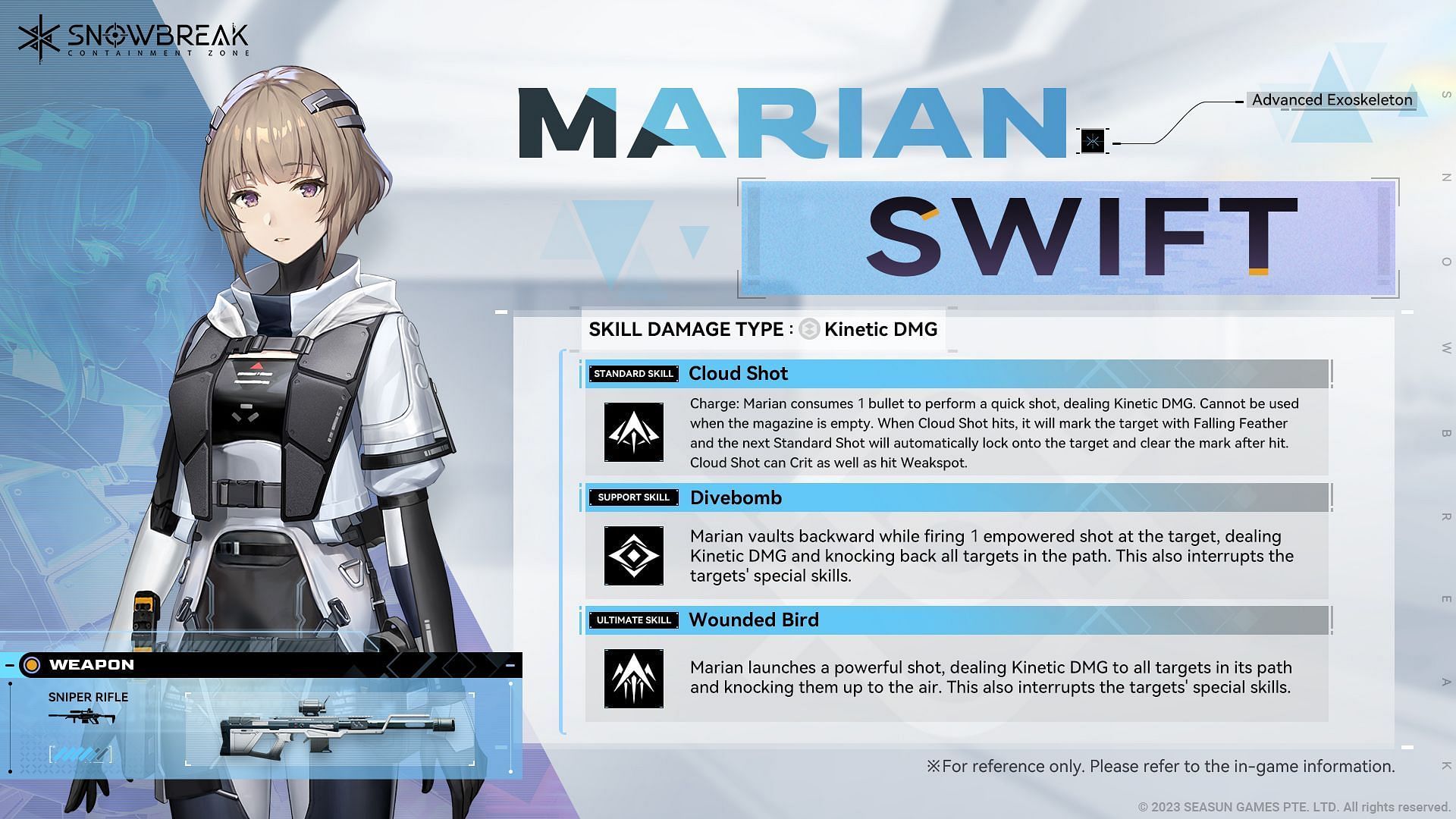 Marian Swift in Snowbreak Containment. (Image via Seasun Games)