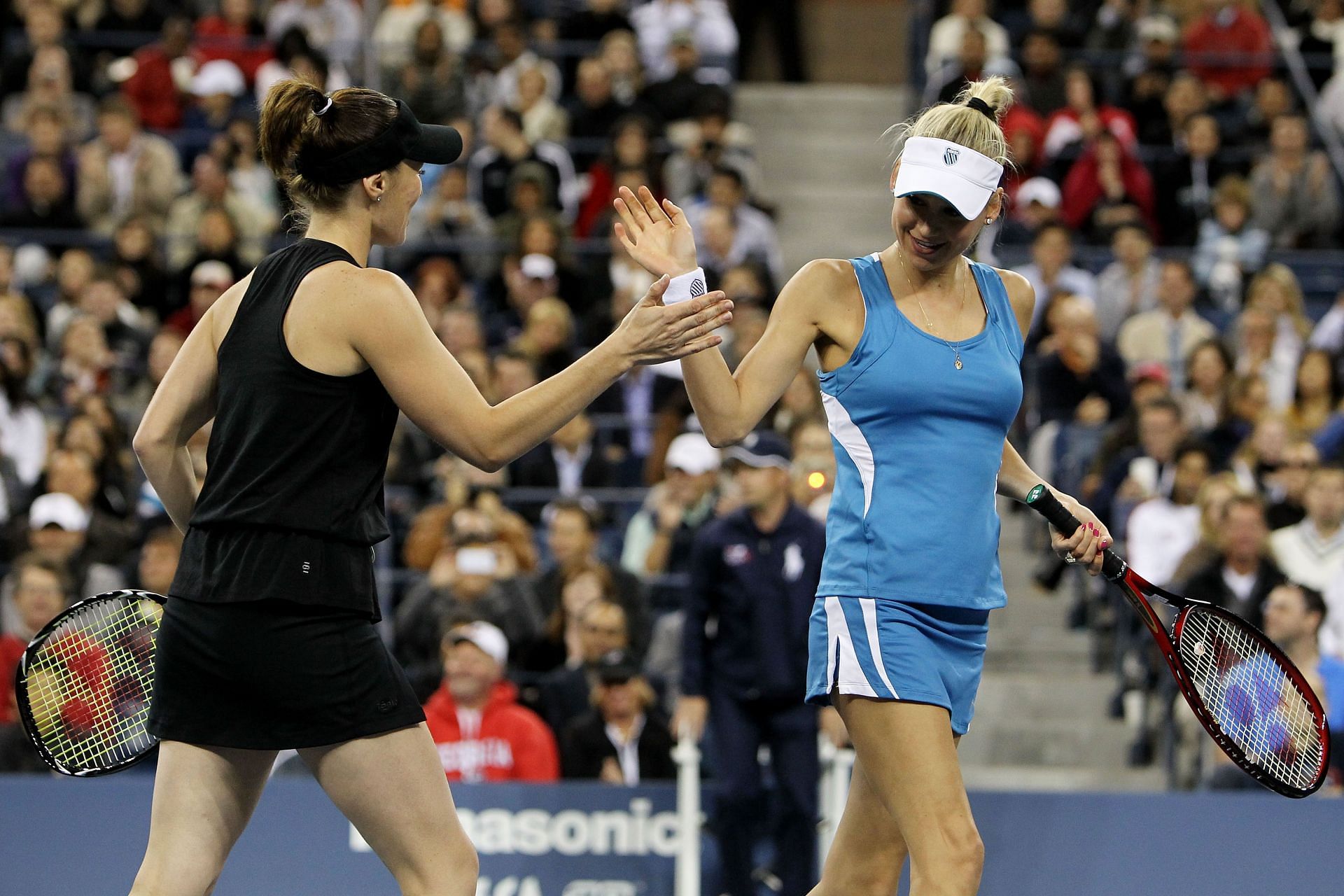 Anna Kournikova and Martina Hingis at the 2011 US Open