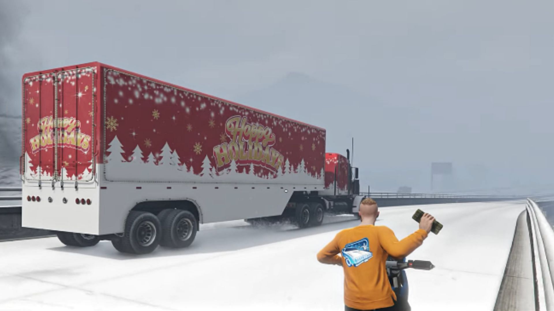 This is what the Happy Holiday Hauler looks like (Image via YouTube/ GTA Series Videos)