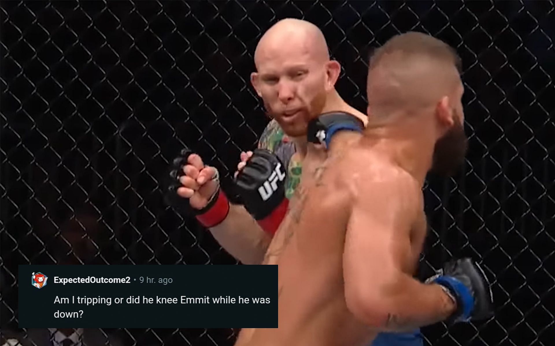 Josh Emmett absorbing a knockout blow from Jeremy Stephens (Image Courtesy: UFC YouTube)