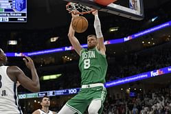 Watch: Kristaps Porzingis sips Diet Coke courtside, making his Celtics comeback after calf injury