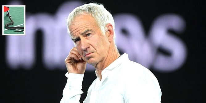 John McEnroe's exhibition match in Tanzania interrupted by a snake, later abandoned due to rain