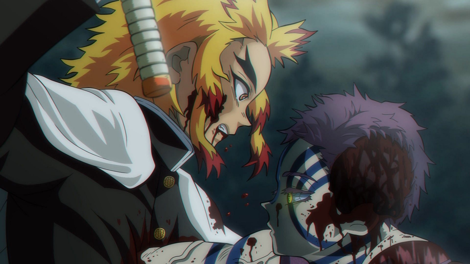 Akaza kill Rengoku during the Mugen Train Arc (Image via Ufotable)