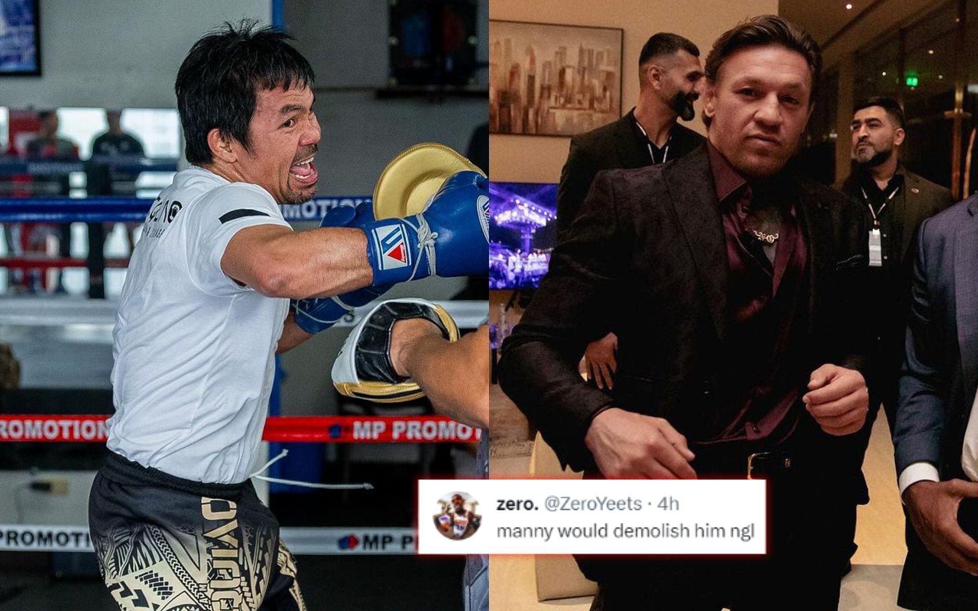 Conor McGregor (right) calls out Manny Pacquiao (left) [Image courtesy @@thenotoriousmma and @mannypacquiao on Instagram]