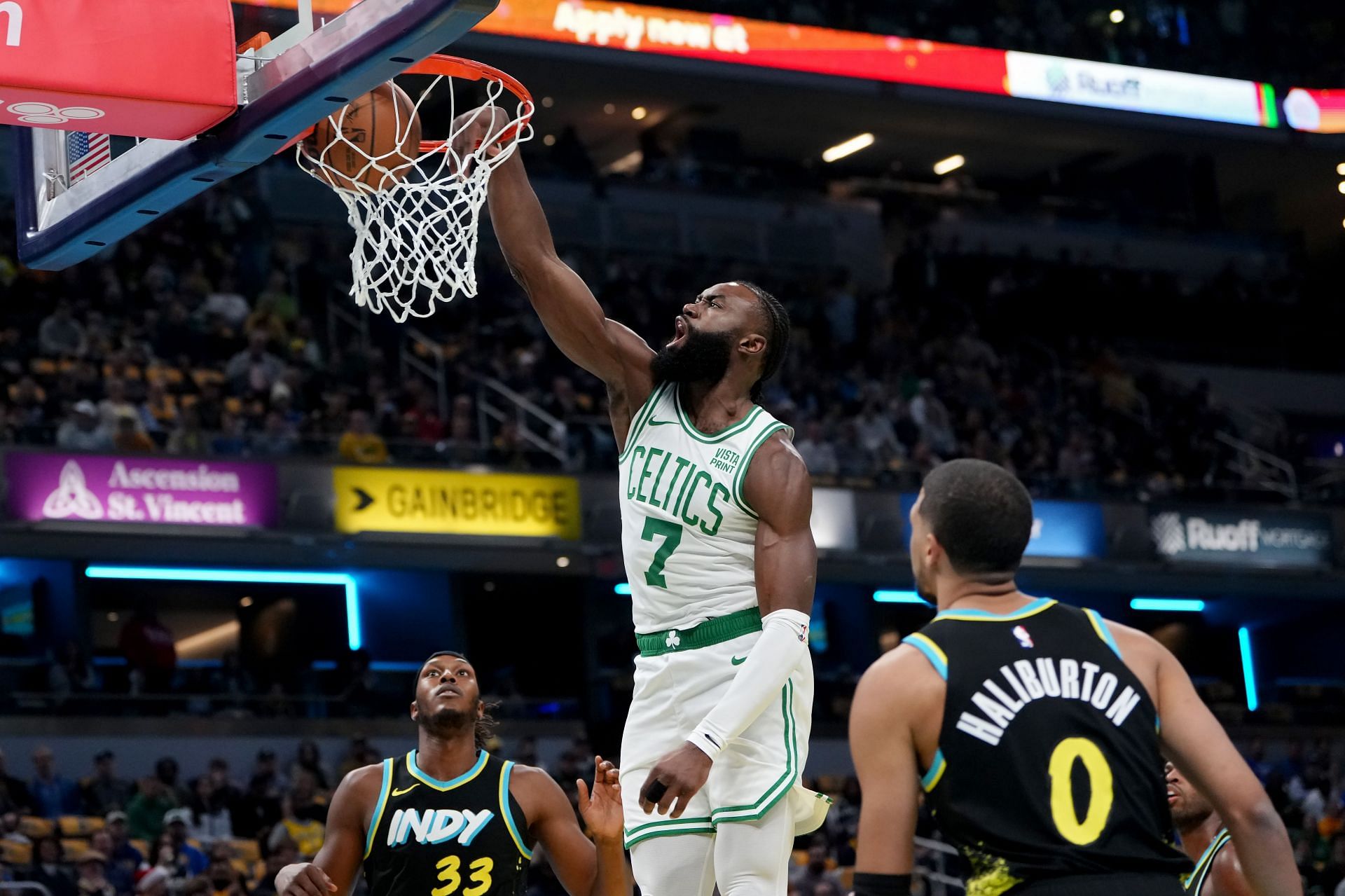 Jaylen Brown of the Boston Celtics against the Indiana Pacers.