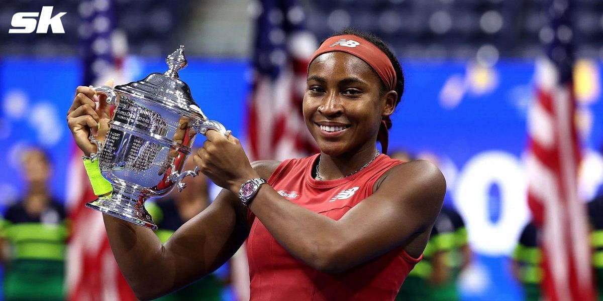 Coco Gauff with the 2023 US Open title