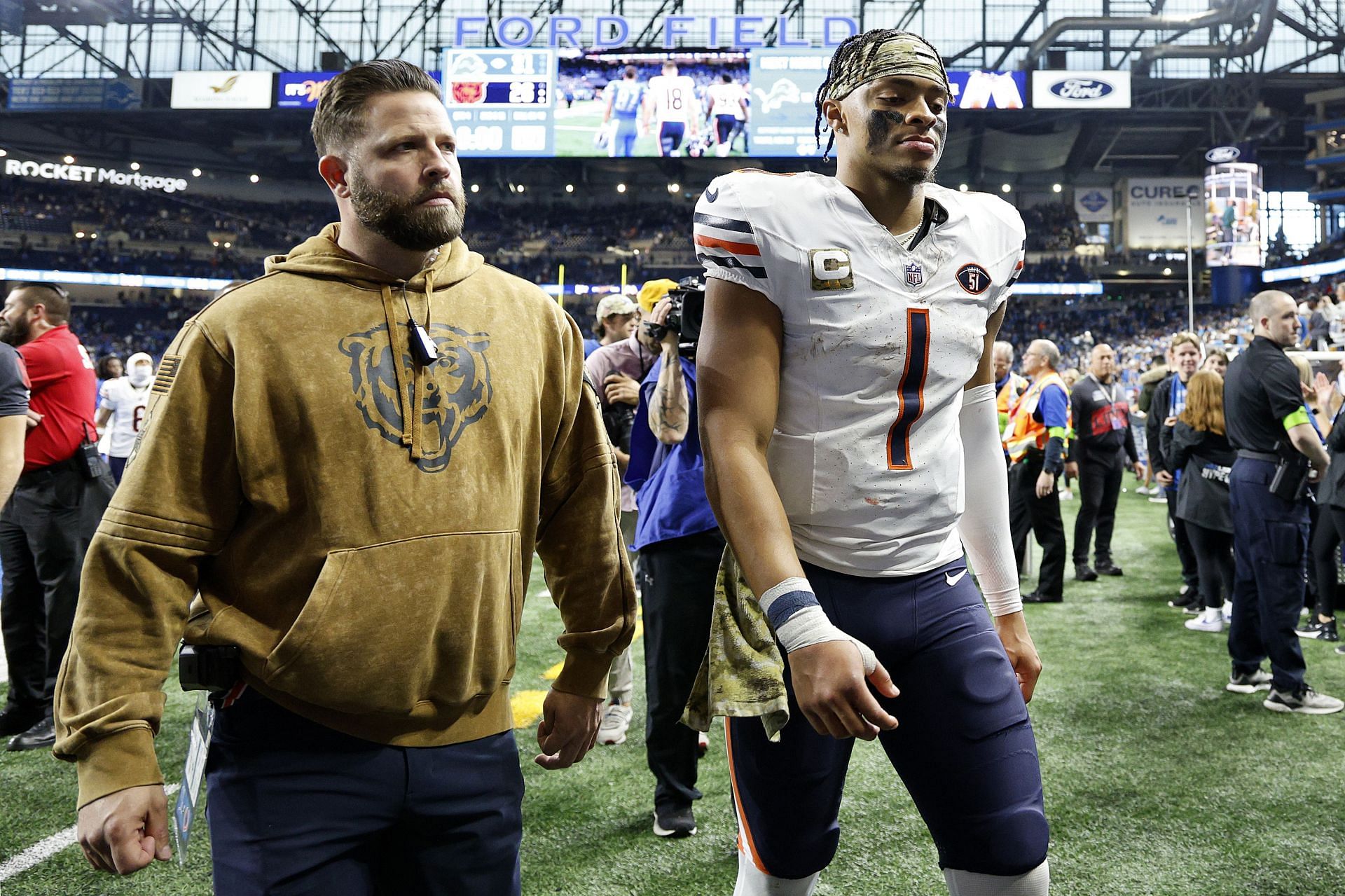 Justin Fields at Chicago Bears v Detroit Lions