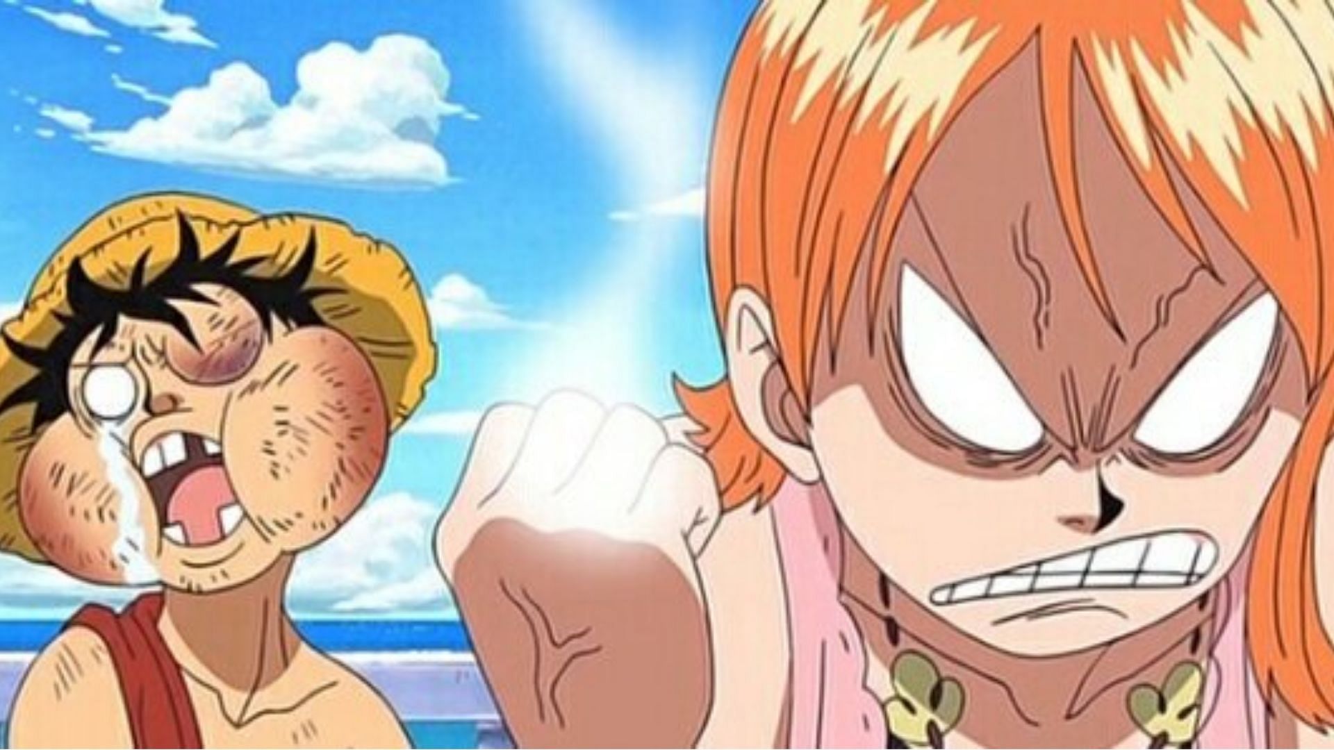 Nami hits Luffy (Image via Toei Animation)