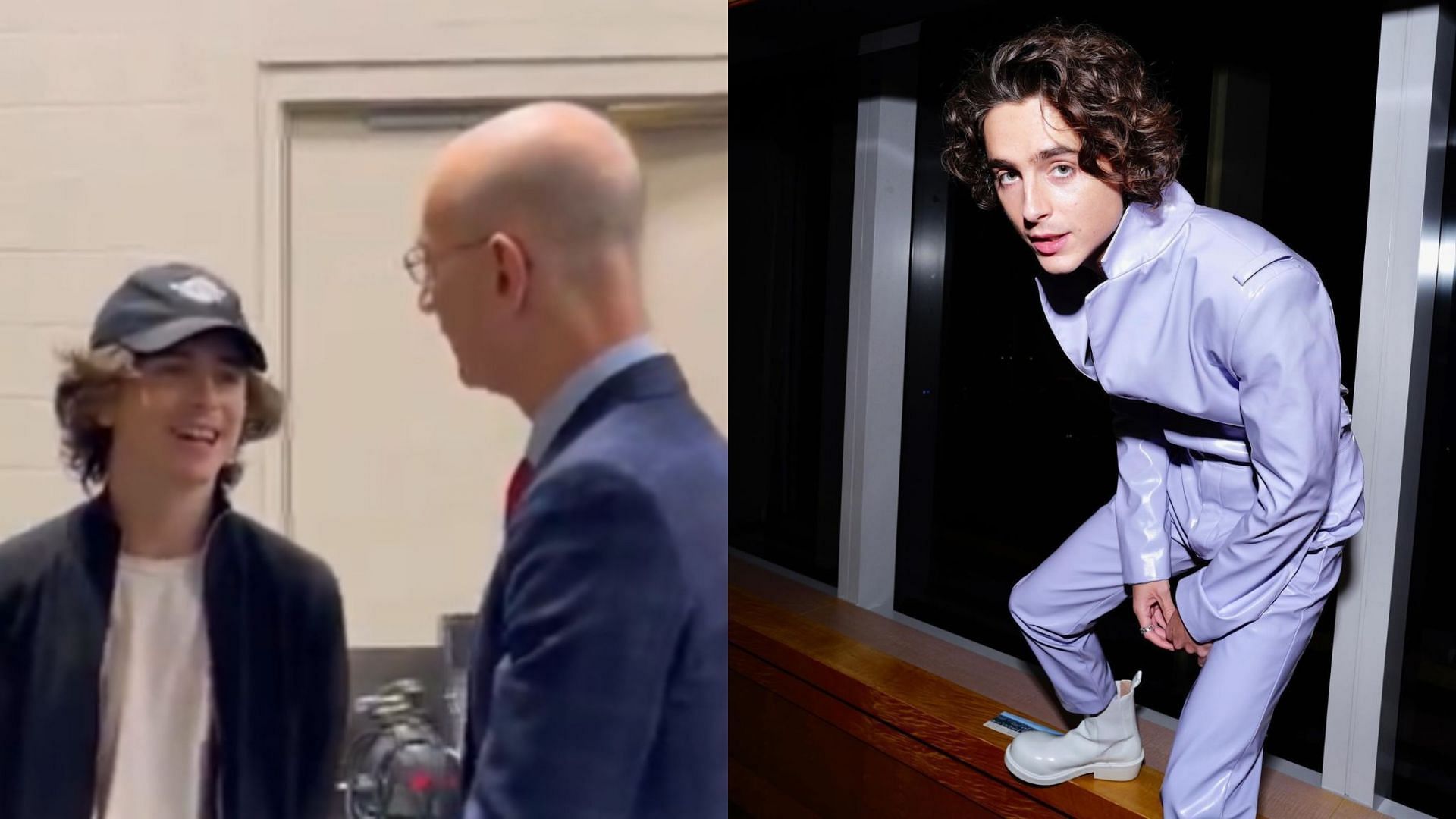 Adam Silver seen with Timothee Chalamet ahead of In-Season Tournament Final tip-off