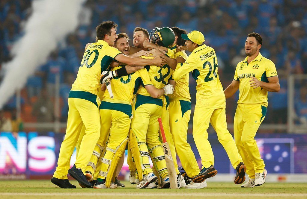 Australia celebrate their World Cup win. (Credits: Twitter)