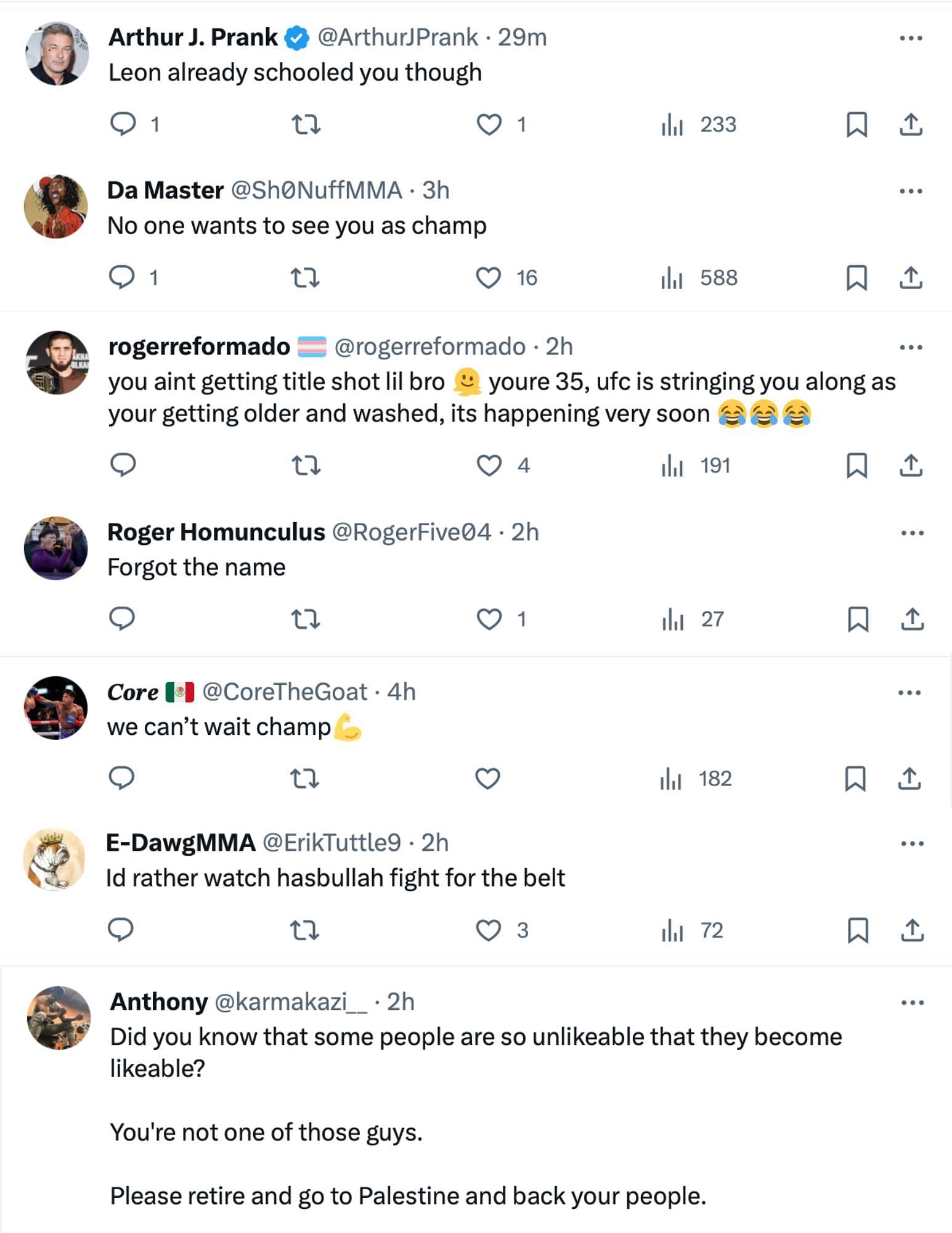 Fan reactions to Belal Muhammad&#039;s X/Twitter post [via @bullyb170 on X]