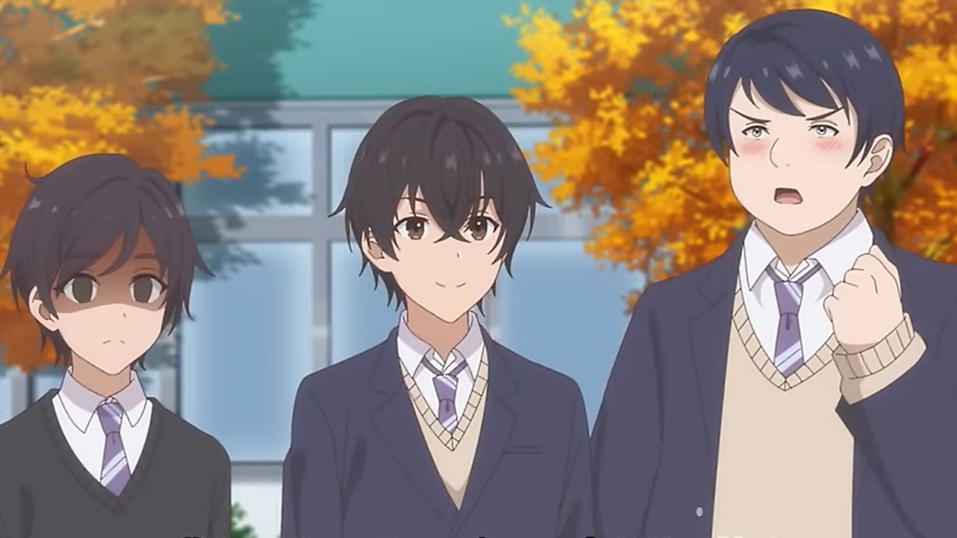 Nishina, Ryuuto, and Ijichi as seen in Our Dating Story (Image via ENGI)