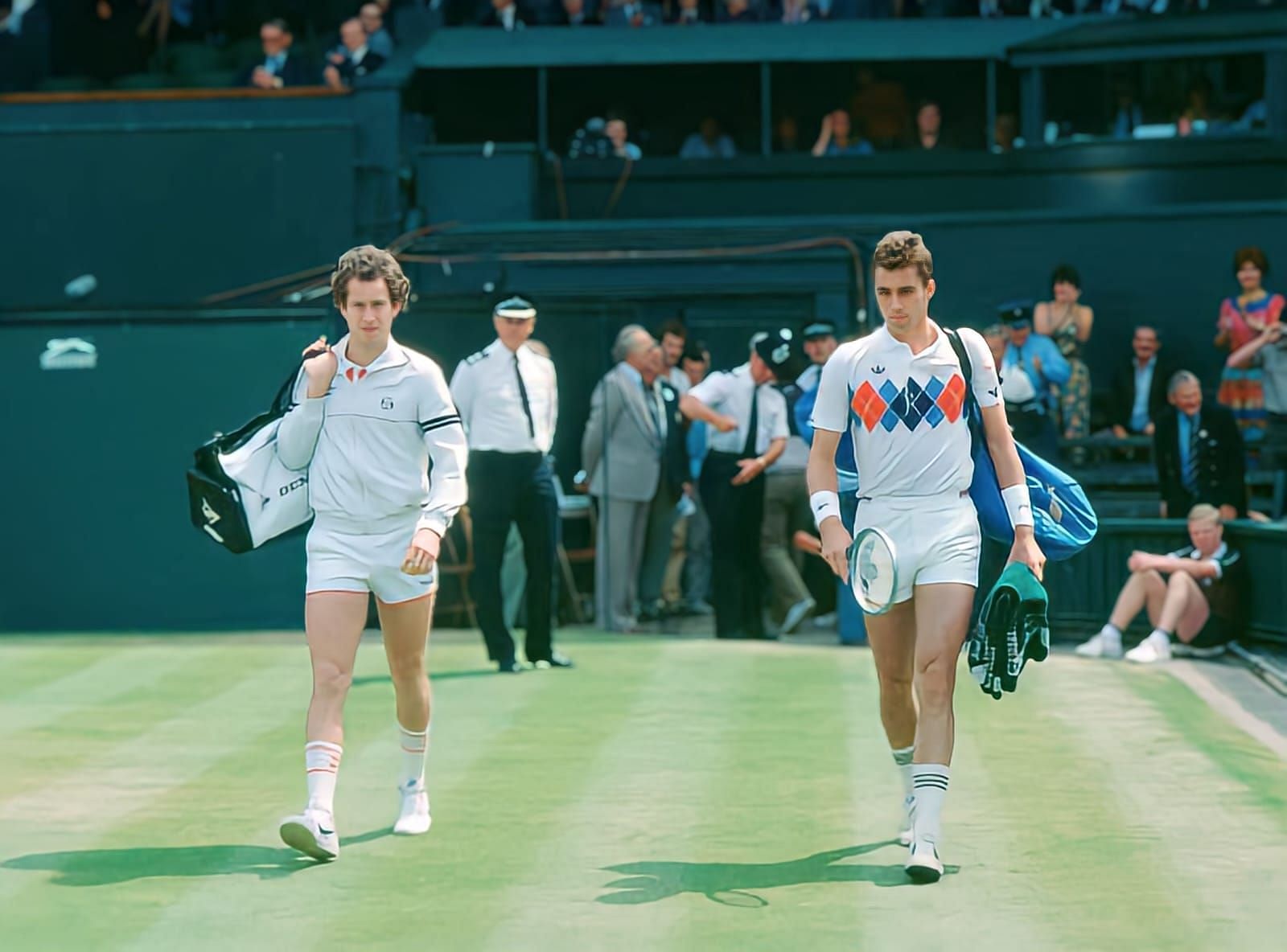 Ivan Lendl &amp; John McEnroe walking out for a match
