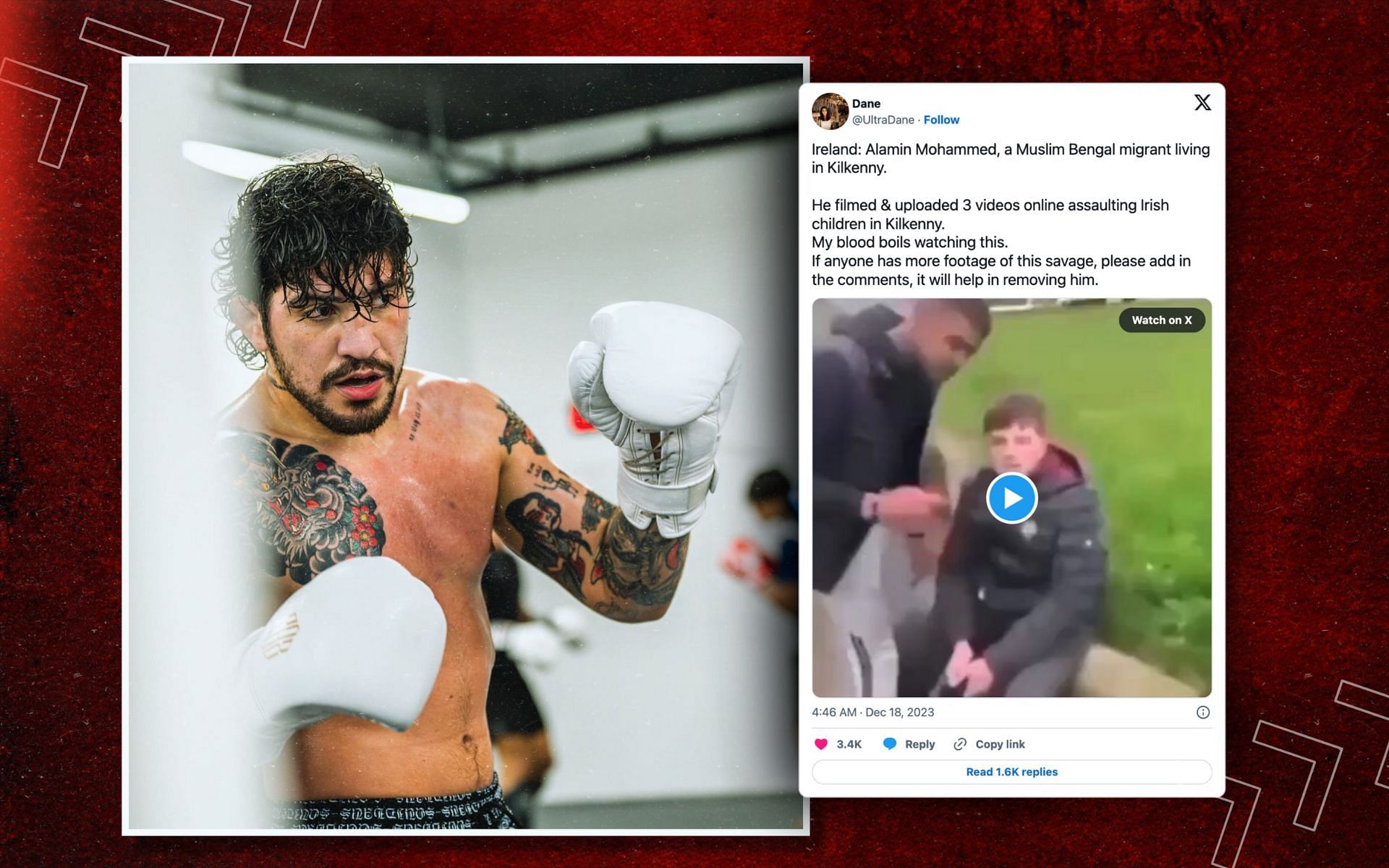 Dillon Danis on alleged assault on an Irish children. [Image credits: @dillondanis via instagram]