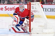 Sam Montembeault of the Montreal Canadiens tends the net during the first period against the Pittsburgh Penguins at the Bell Centre on December 13,...