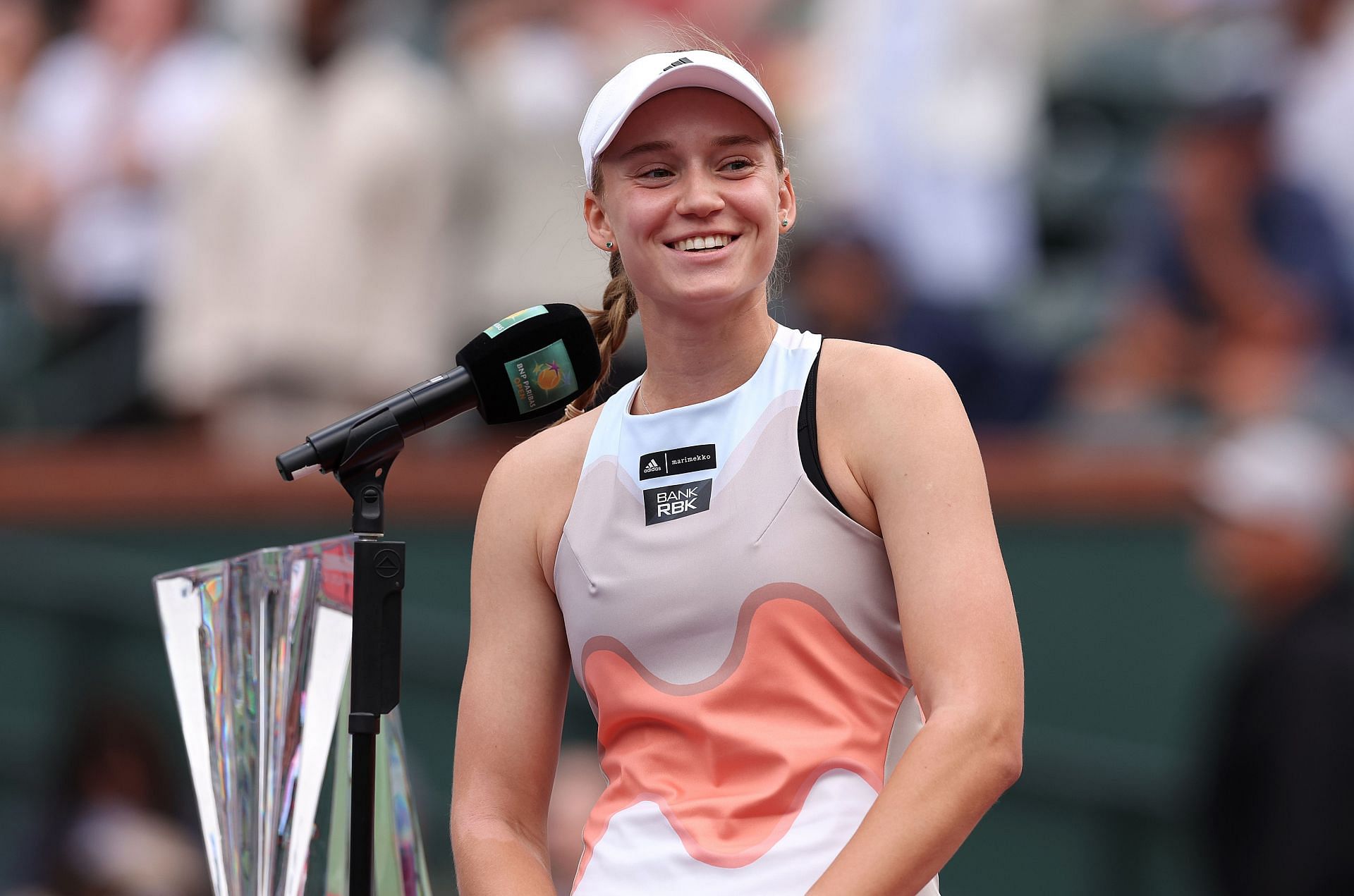 Elena Rybakina after winning the Indian Wells Open in 2023