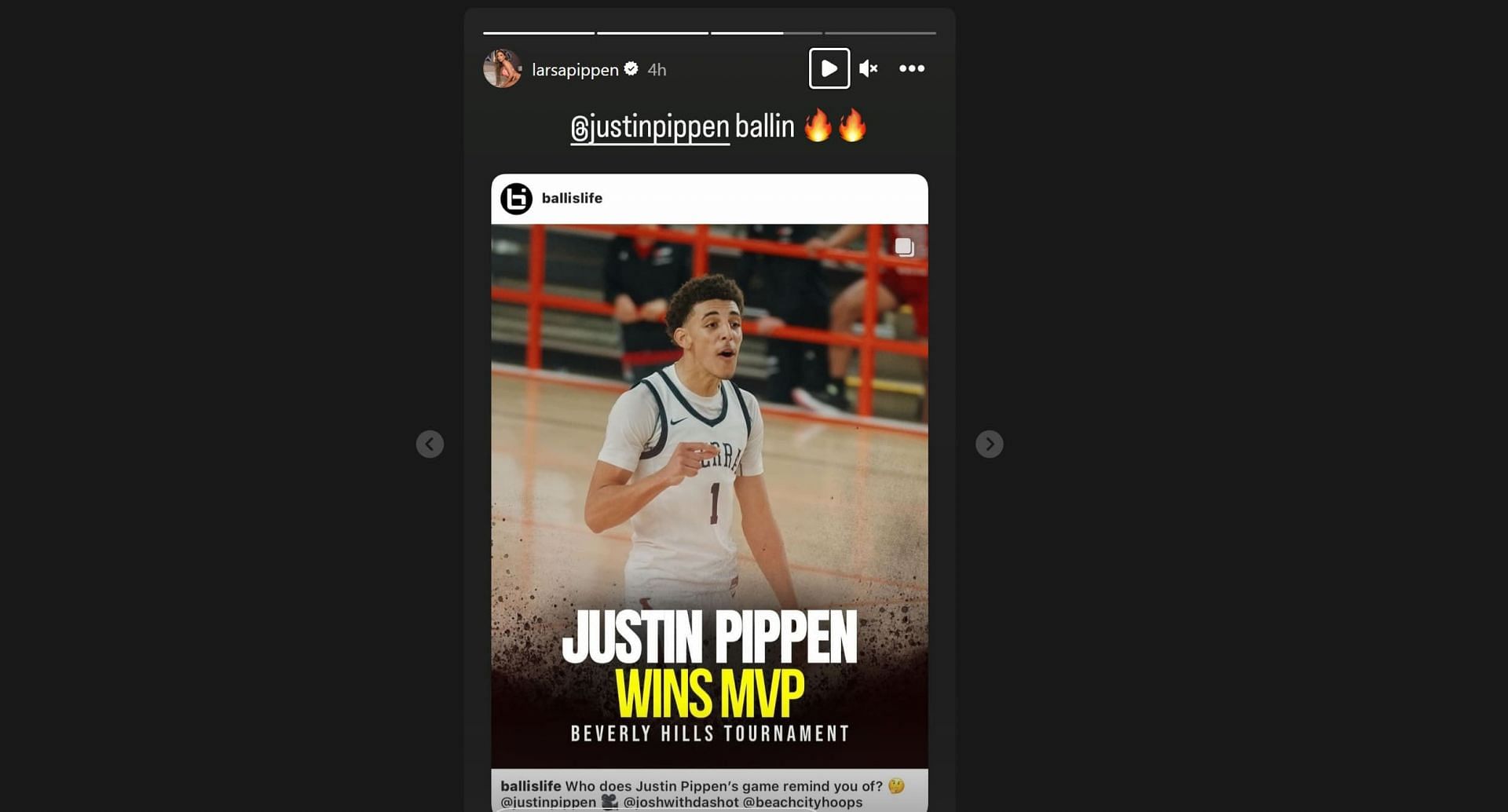 Justin Pippen wins MVP at the Beverly Hills Tournament (Image via Larsa Pippen&#039;s IG)