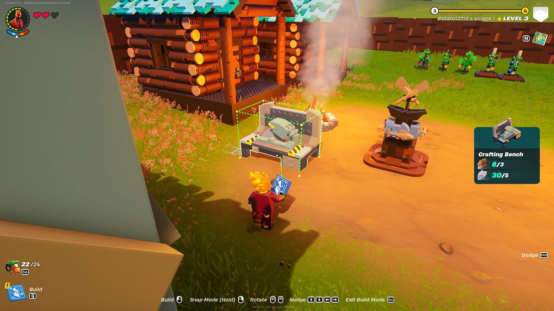 Build a Crafting Bench under shelter to use it when it rains (Image via Epic Games)