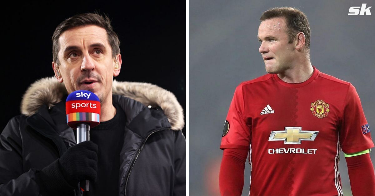 Gary Neville and Wayne Rooney (via Getty Images)