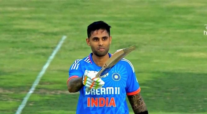 [Watch] Suryakumar Yadav breaks out in a grin after reaching 4th T20I hundred in IND vs SA 3rd T20I