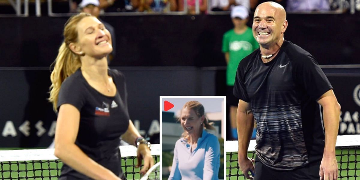 Steffi Graf (L) and Andre Agassi