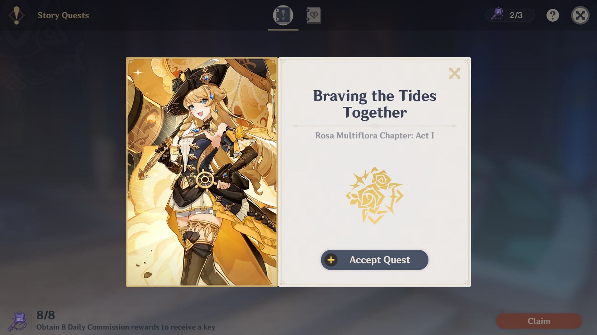 Unlock this quest with the story key (Image via HoYoverse)