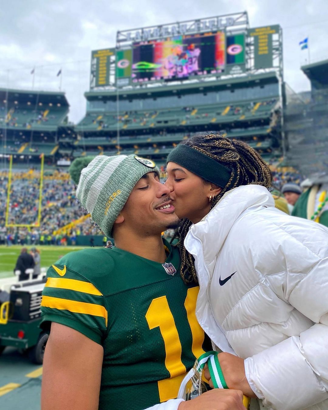 Ronika Stone with Jordan Love at a Packers game in October 2022. Credit: Ronika Stone (IG)