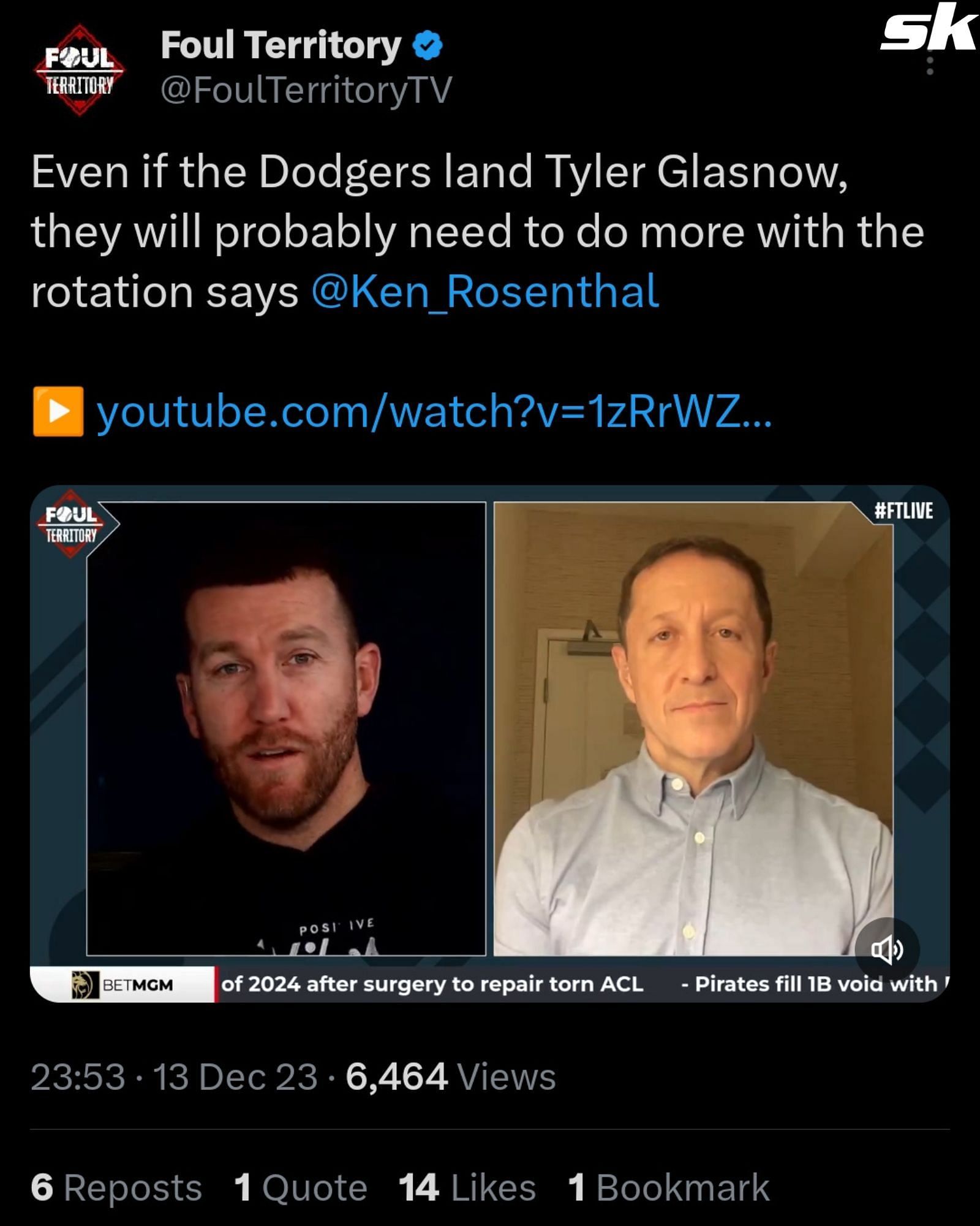 Ken Rosenthal&#039;s take on Blake Snell with the Dodgers