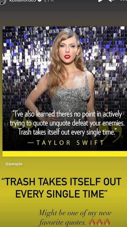 Kelly Stafford shared a post on Instagram supporting Taylor Swift's sentiments.