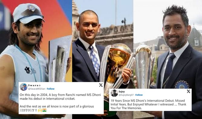 "Beginning of Golden Era of Indian cricket"- Fans pay tribute to MS Dhoni on 19th anniversary of his international cricket debut