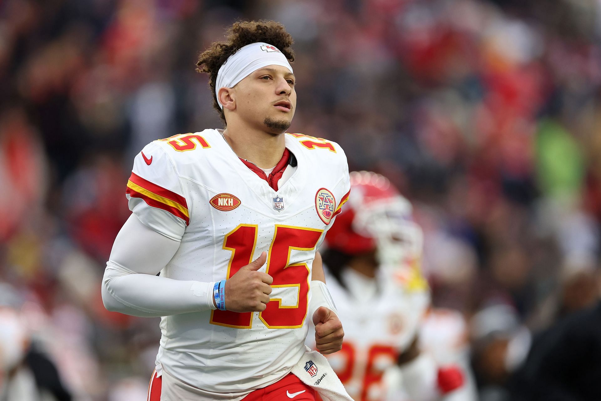 Patrick Mahomes during the Kansas City Chiefs v New England Patriots