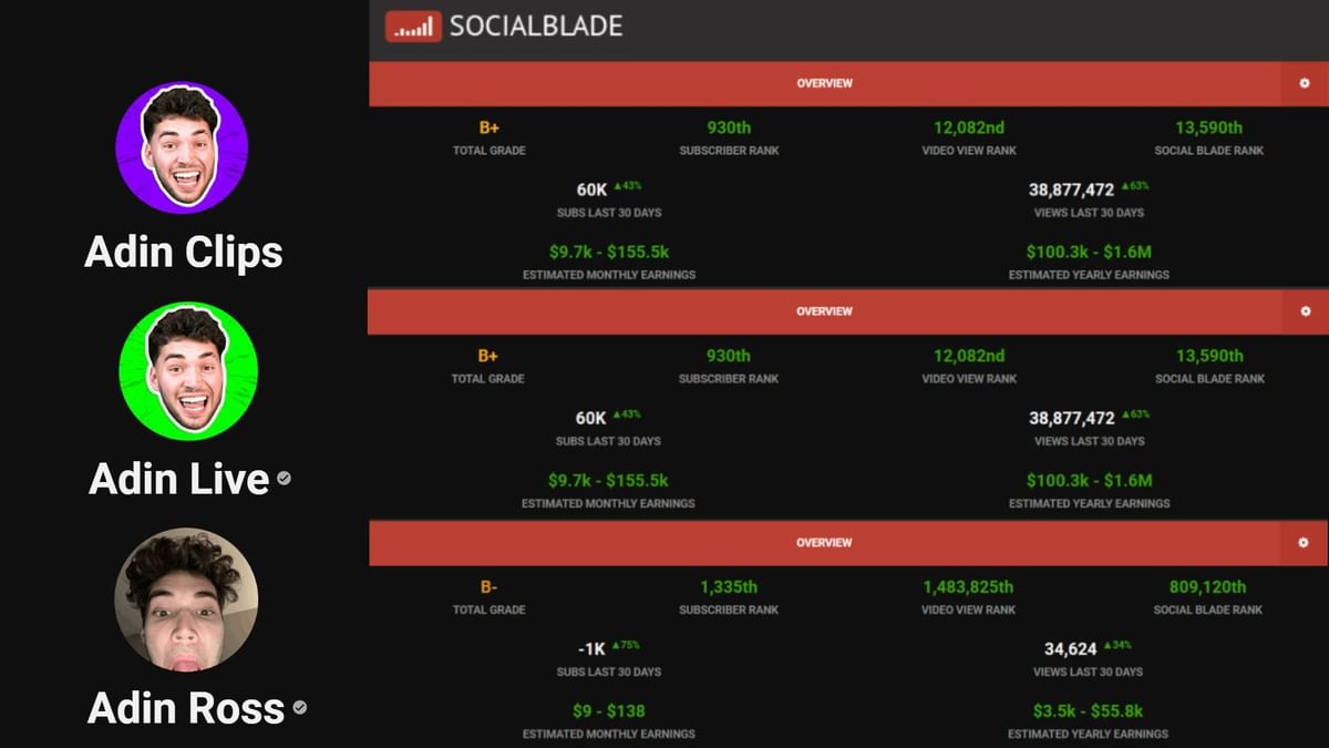 How much money did Adin Ross approximately make in 2023?