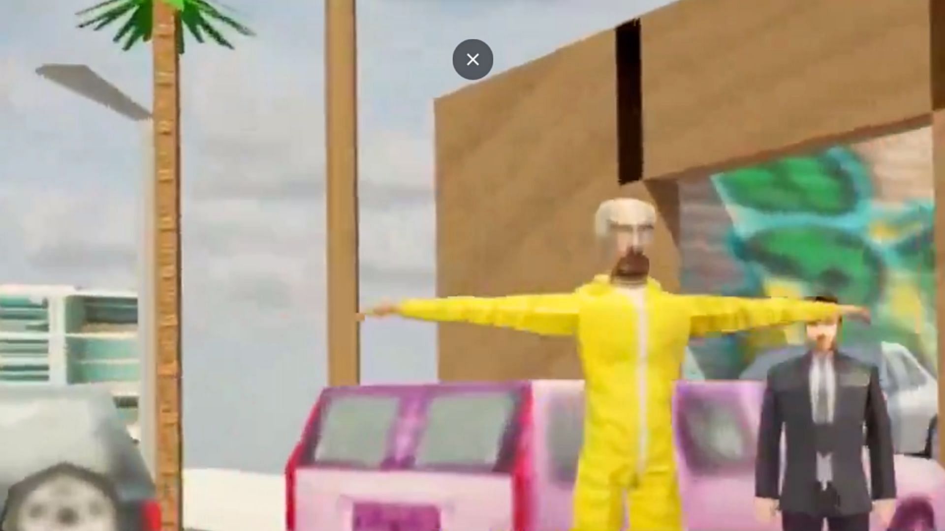 Walter White in his iconic yellow lab suit in the video. (Image via YouTube/@Kreekyblock)