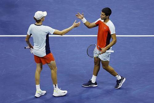 Alcaraz and Sinner after their match at the US Open 2022