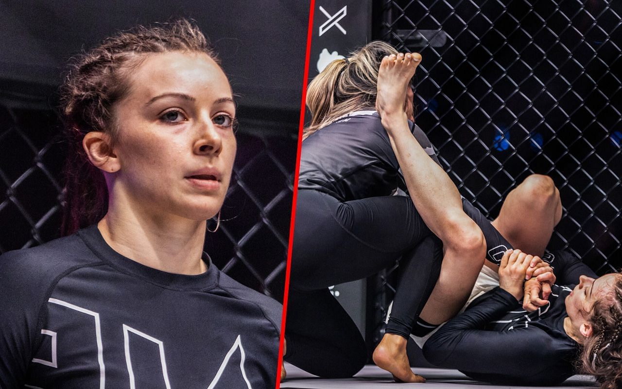 Danielle Kelly (left) and Kelly during a fight (right) | Image credit: ONE Championship