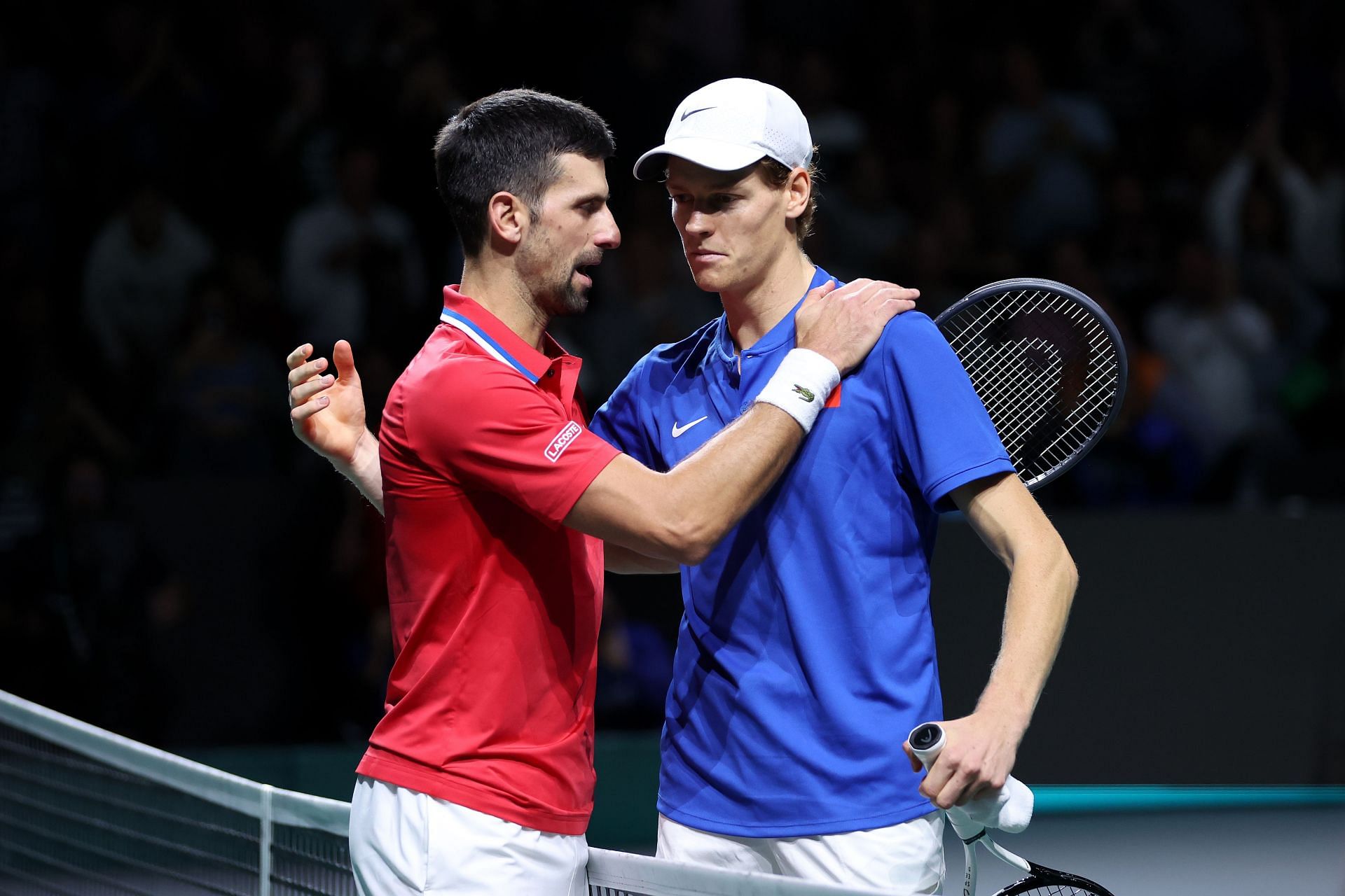 The Serb and Jannik Sinner at the Davis Cup