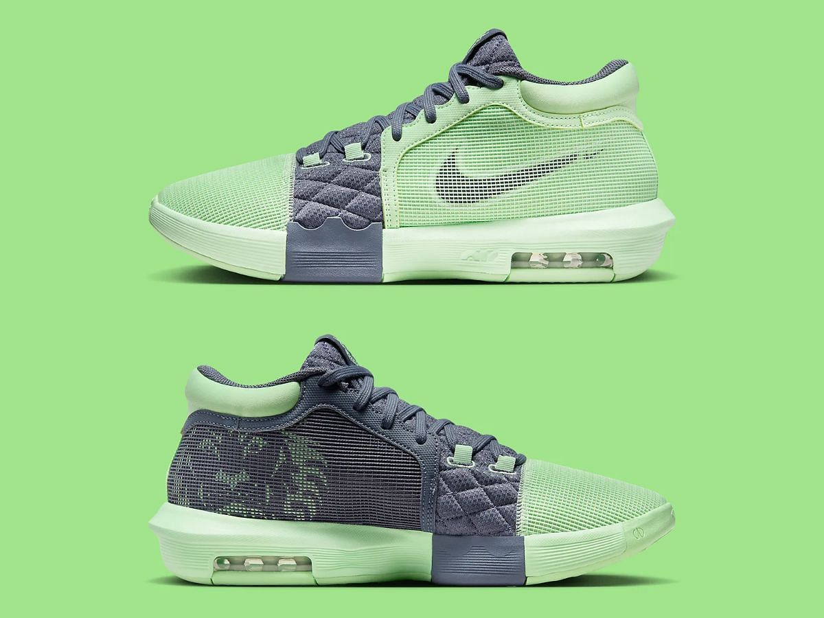 Nike LeBron Witness 8 Green Glow sneakers (Image via Sneaker News)