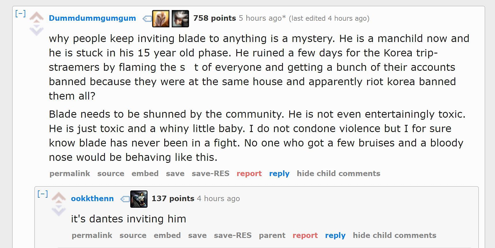 Redditor u/Dummdummgumgum&#039;s comment (Image via r/leagueoflegends subreddit)