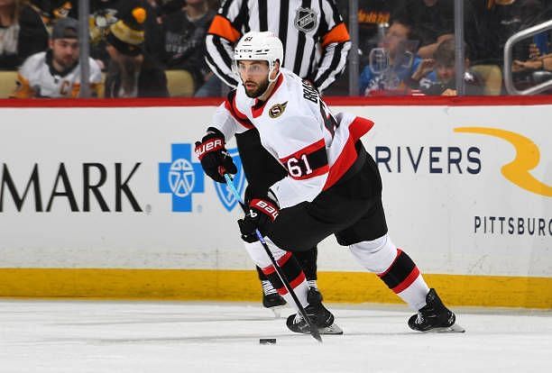 Derick Brassard of the Ottawa Senators skates against the Pittsburgh Penguins at PPG PAINTS Arena on March 20, 2023 in Pittsburgh, Pennsylvania.
