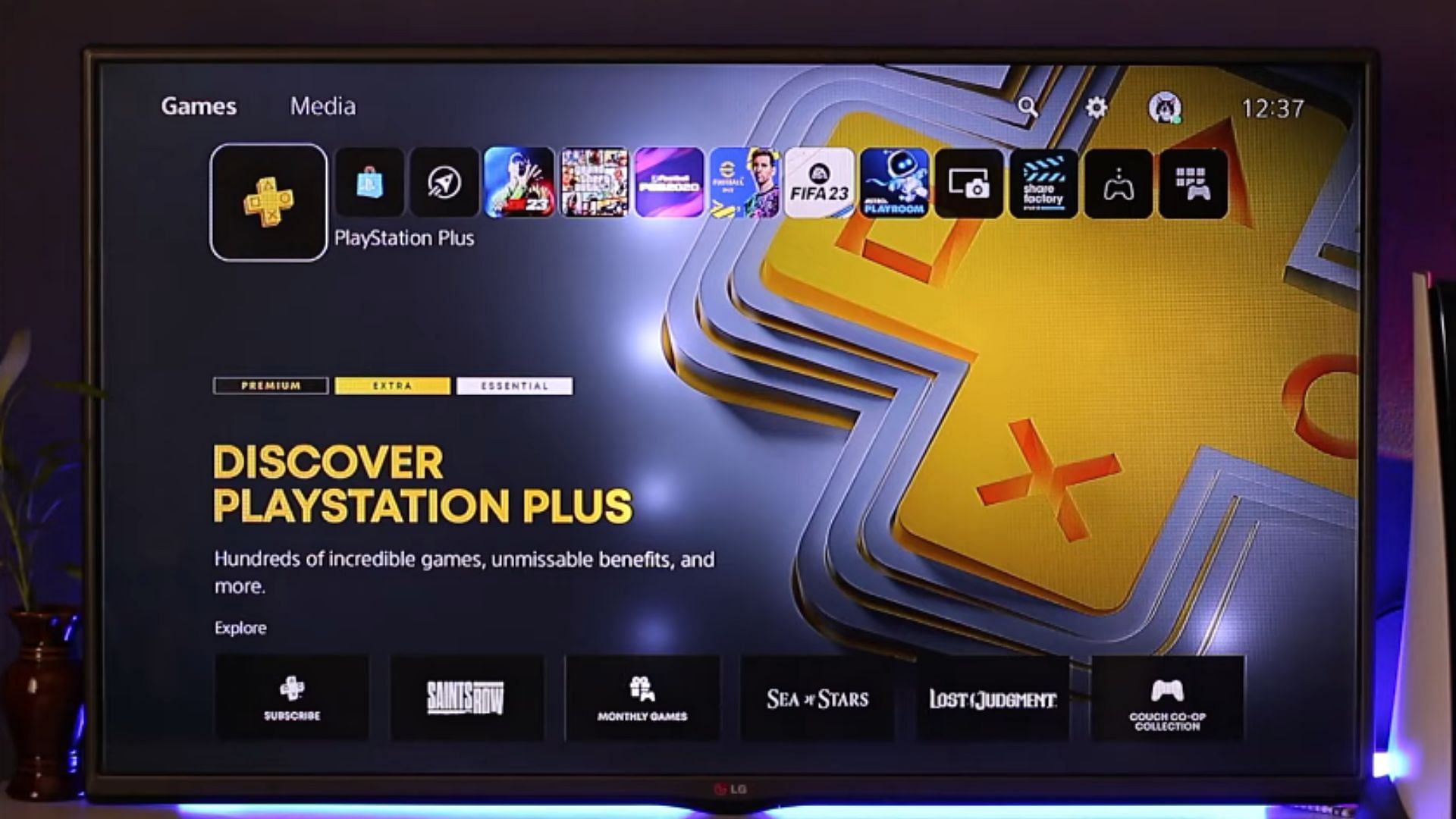 The PS Plus icon should be here on PS5&#039;s Games Screen (Image via YouTube/Genie Guide)