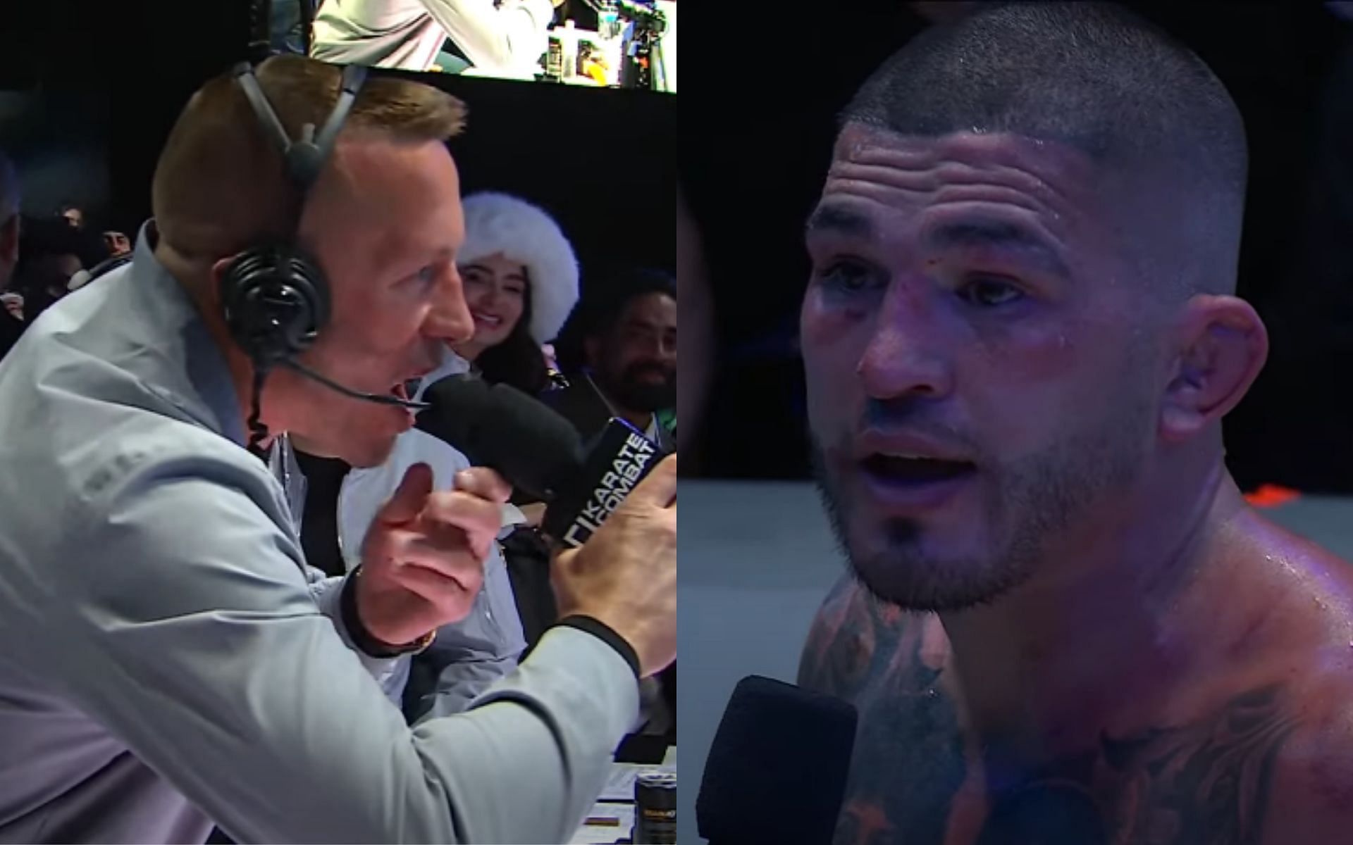 Georges St-Pierre [Left] responded after Anthony Pettis [Right] called him out following his KC 43 win [Image courtesy: Karate Combat - YouTube]