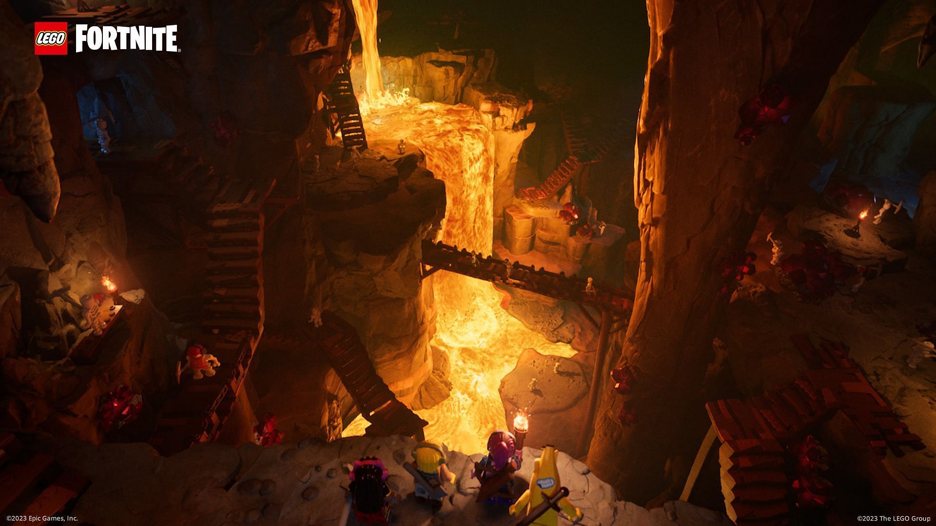 Ne vous précipitez pas dans la grotte de lave sans vous préparer (Image via Epic Game/LEGO Fortnite)