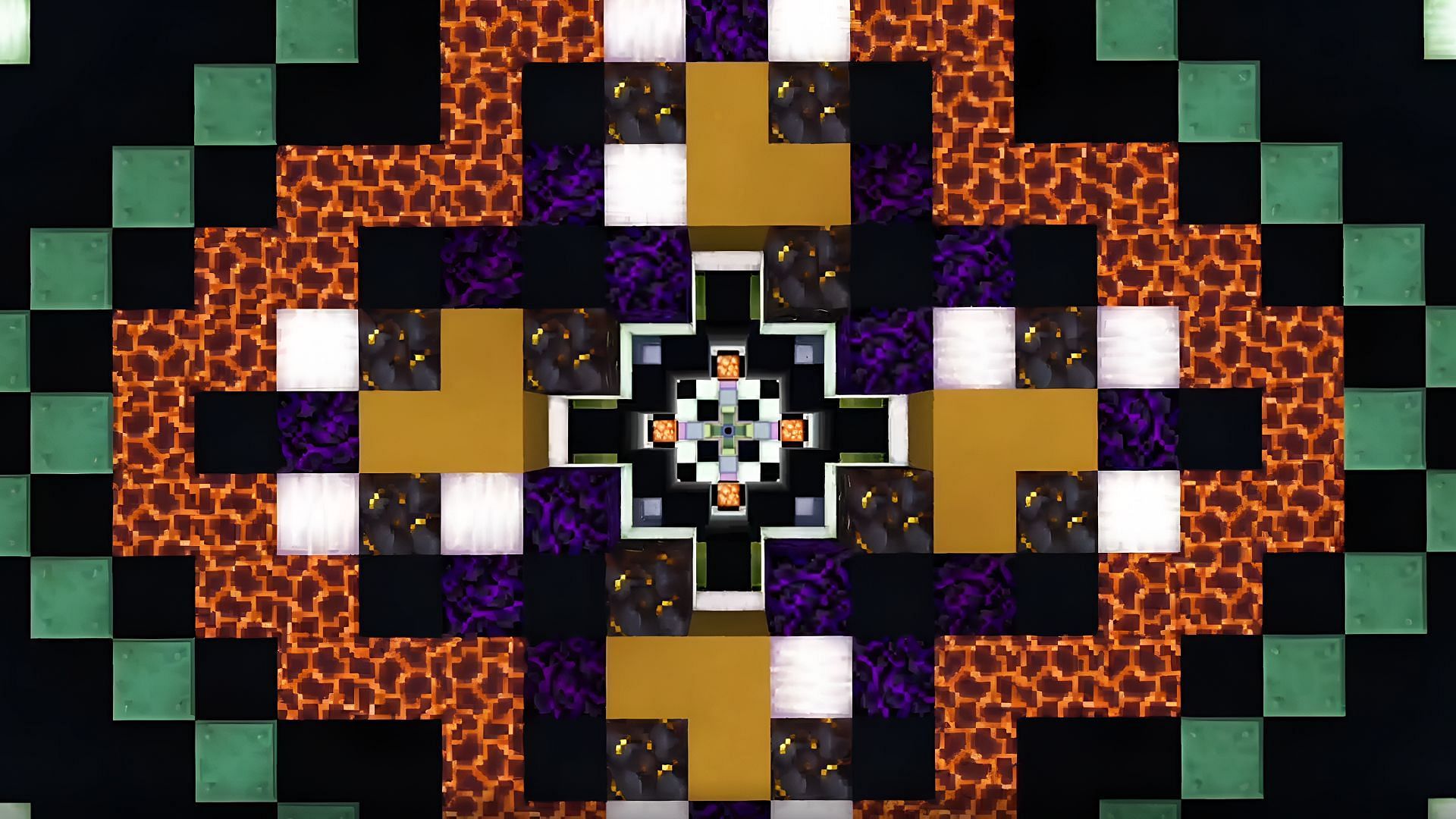 A kaleidoscope build shared by Minecraft player Shot-Grass-4503 on Reddit.