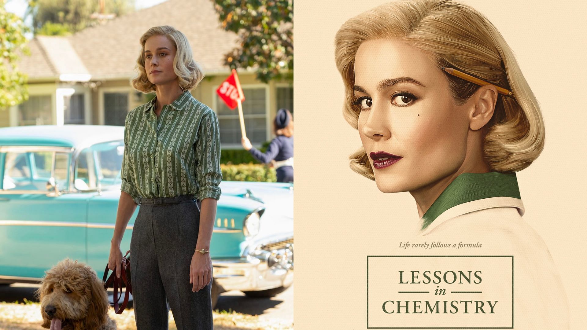 (L) Brie Larson takes the lead in (R) Lessons in Chemistry (Image via Apple TV)